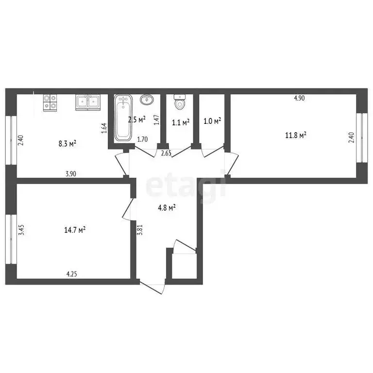2-комнатная квартира: Майский, улица Ленина, 38/4 (48.3 м) - Фото 1