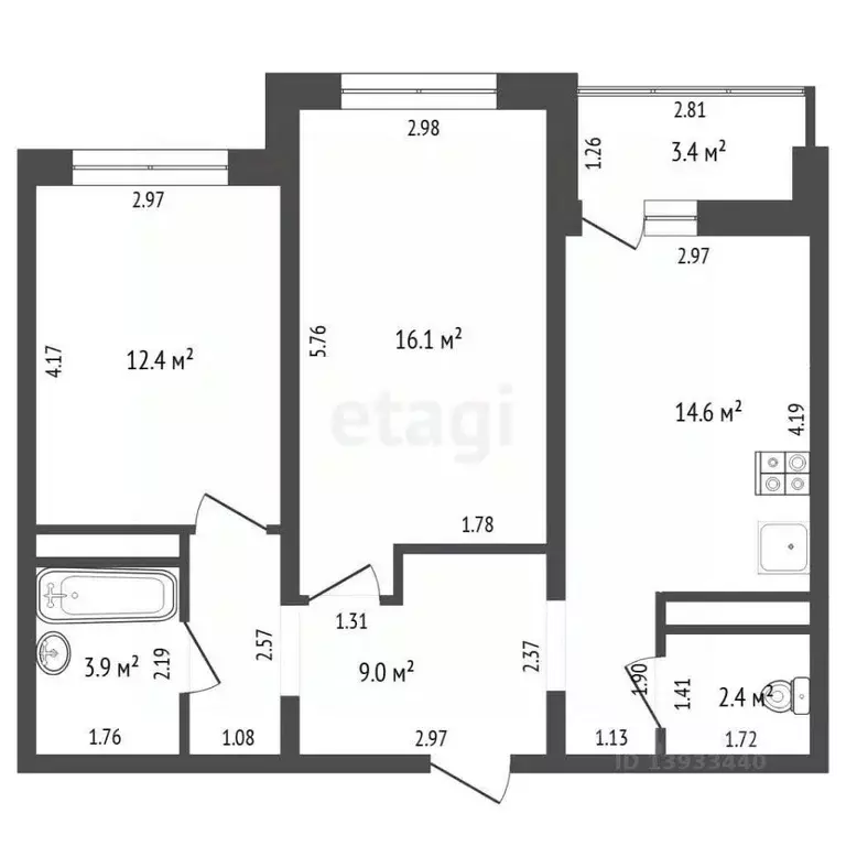 2-к кв. Тюменская область, Тюмень Антипино мкр, ул. Буденного, 1Ак1 ... - Фото 1