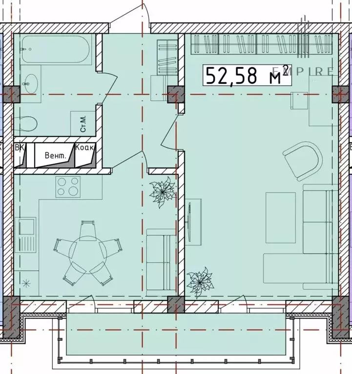 1-комнатная квартира: Гудермес, Школьная улица, 42 (53.66 м) - Фото 2