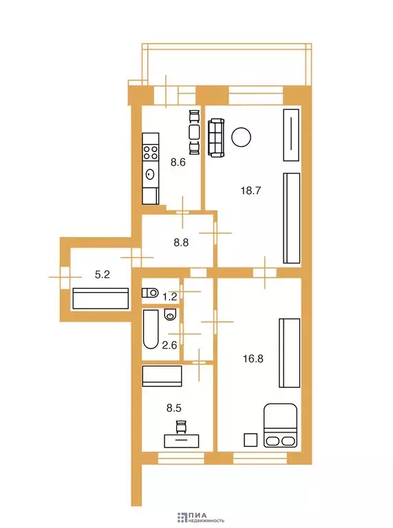 3-комнатная квартира: Санкт-Петербург, Наличная улица, 40к5 (70.4 м) - Фото 1