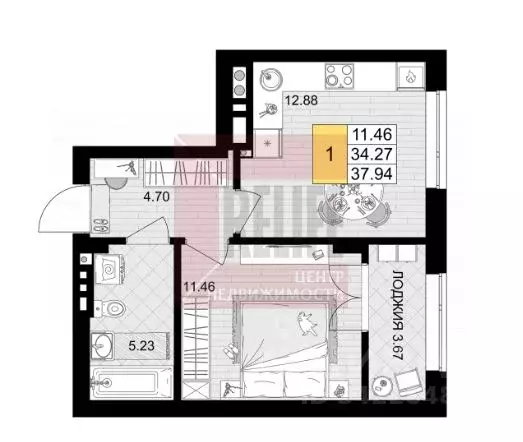 1-к кв. Калининградская область, Гурьевск ул. Героя России ... - Фото 2