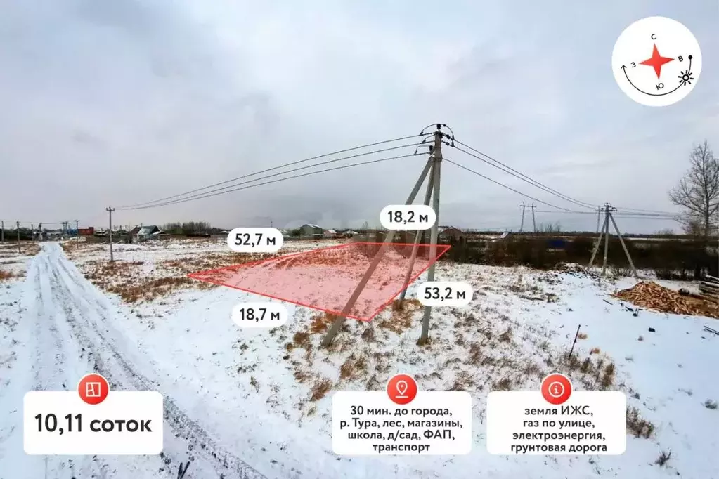 Участок в Тюменская область, Тюменский муниципальный округ, с. Борки ... - Фото 0