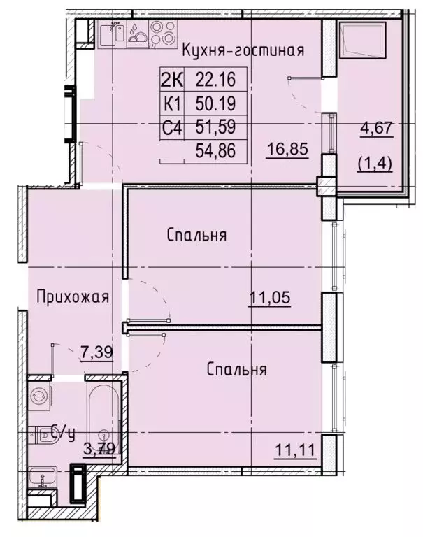 2-комнатная квартира: Ставрополь, улица Западный Обход, 50А (54.86 м) - Фото 0