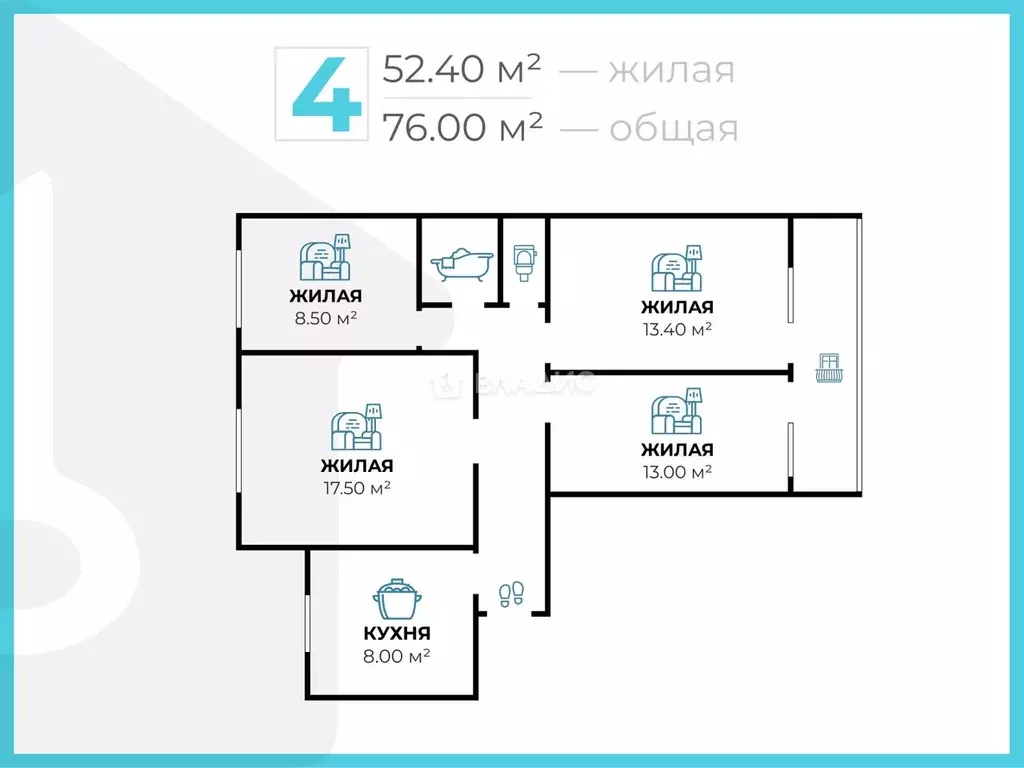 4-к кв. Волгоградская область, Волгоград ул. Милиционера Буханцева, 66 ... - Фото 2