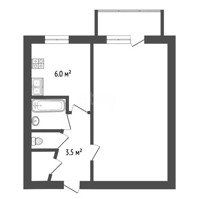 1-комнатная квартира: Стерлитамак, улица Курчатова, 34 (30.1 м) - Фото 1