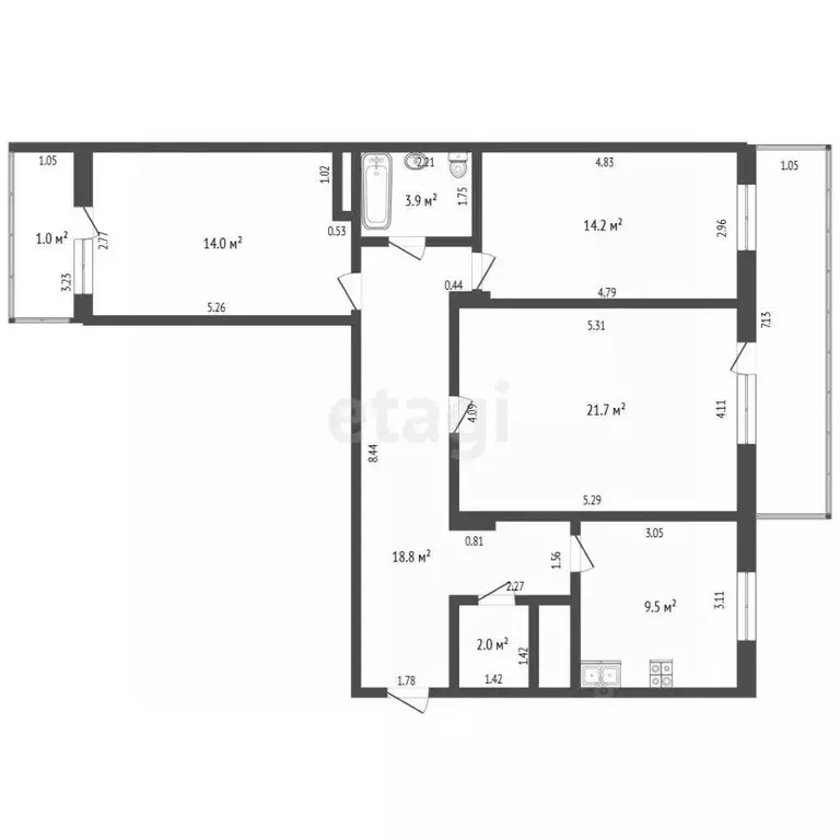 3-к кв. Татарстан, Альметьевск просп. Изаила Зарипова, 41 (84.1 м) - Фото 2