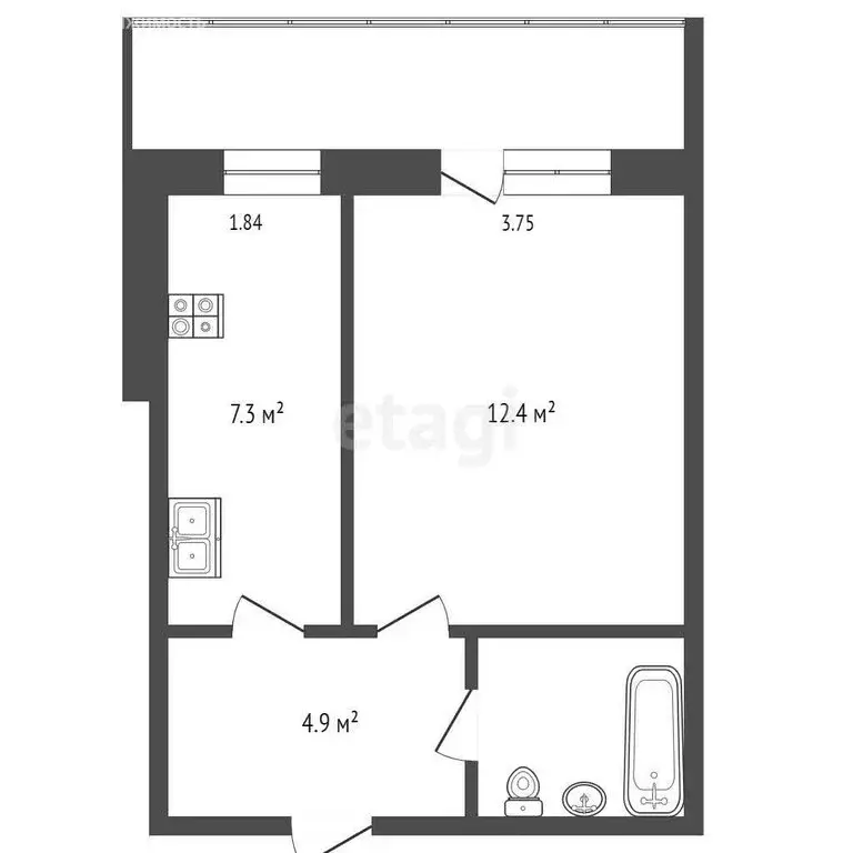 1-комнатная квартира: посёлок Майский, 38 (28.4 м) - Фото 1