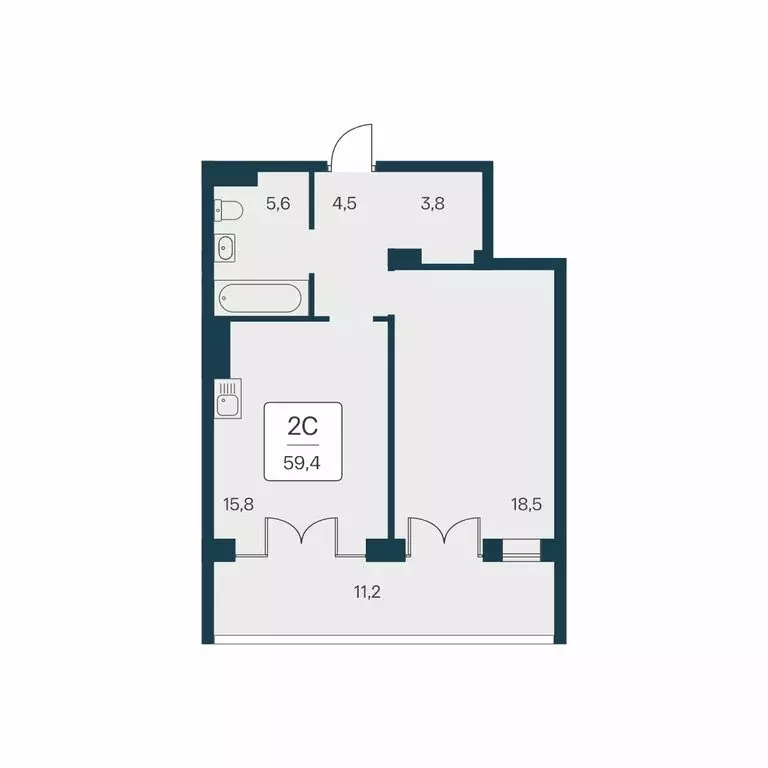 2-комнатная квартира: Алупка, Севастопольское шоссе, 6Ак3 (59.4 м) - Фото 1