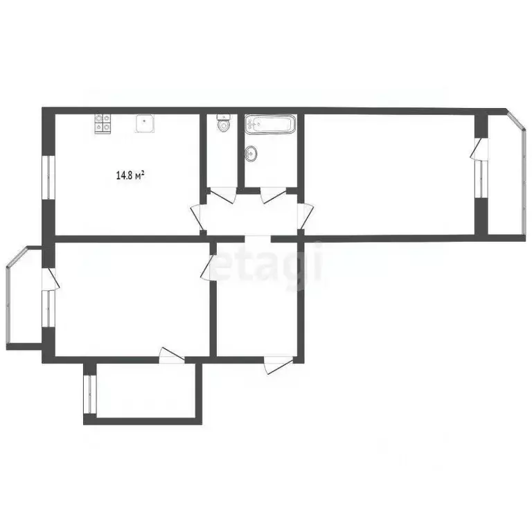 2-к кв. Тюменская область, Тюмень ул. Пермякова, 76к3 (72.8 м) - Фото 1