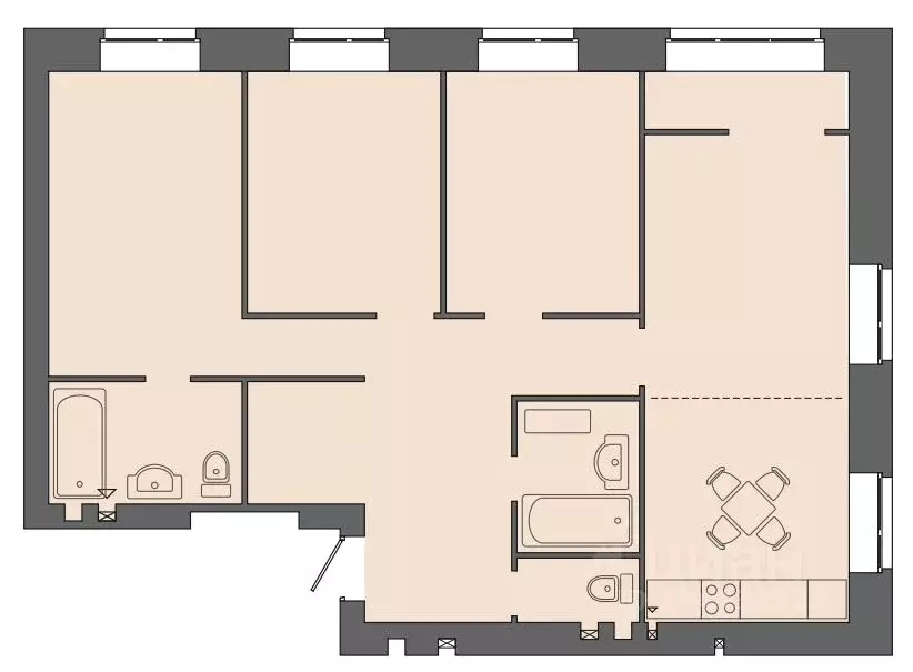 4-к кв. Волгоградская область, Волгоград ул. Дегтярева, 19 (92.39 м) - Фото 1