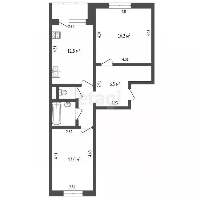 2-к кв. Москва ул. Героев Панфиловцев, 7к6 (56.1 м) - Фото 0