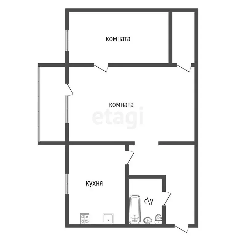 2-комнатная квартира: Тула, Курковая улица, 24 (42.7 м) - Фото 1