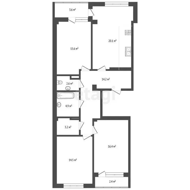3-комнатная квартира: Севастополь, улица Степаняна, 2Б (90.9 м) - Фото 1