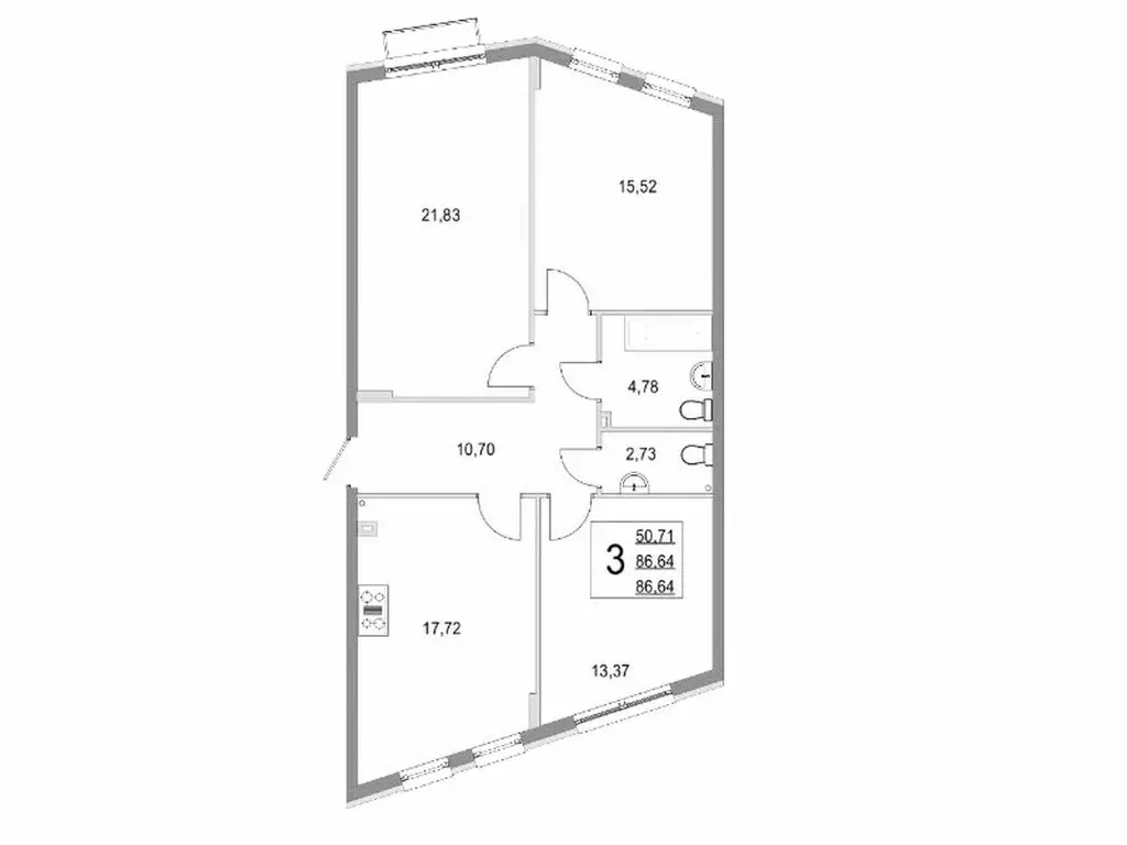 3-комнатная квартира: деревня Крюково, Высокая улица, 1 (86.4 м) - Фото 1