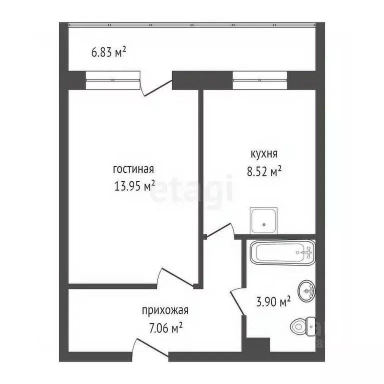 1-к кв. Красноярский край, Красноярск Норильская ул., 16И (33.8 м) - Фото 2