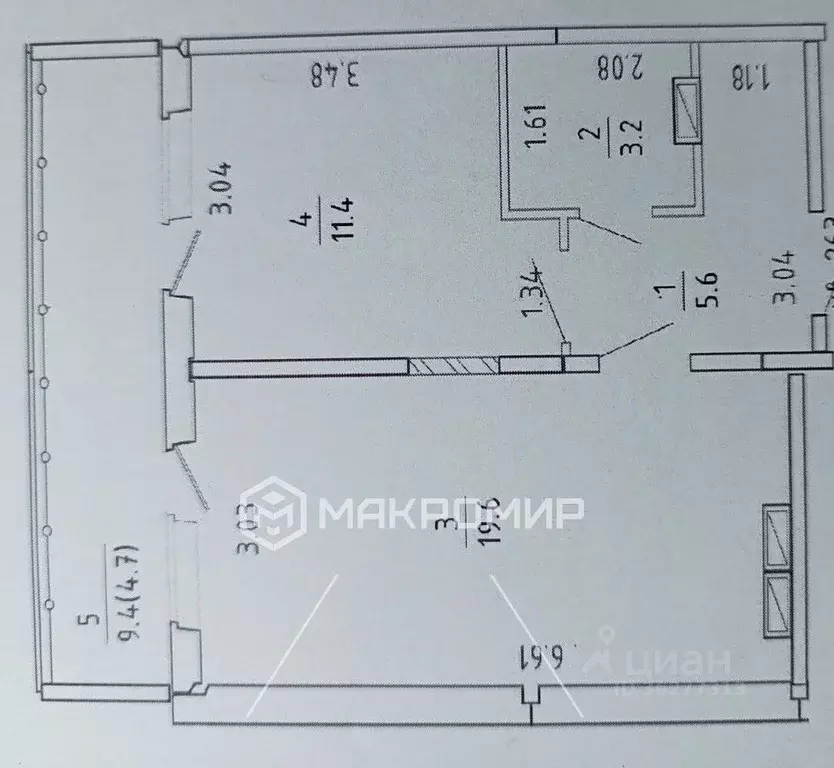 2-к кв. Кировская область, Киров Московская ул., 207 (44.5 м) - Фото 1