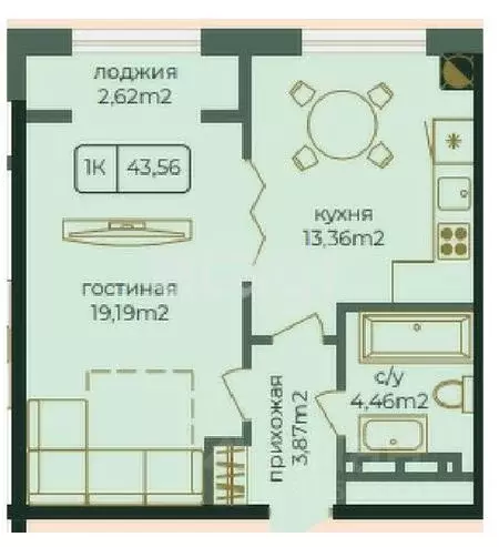 1-к кв. Дагестан, Каспийск просп. Акулиничева (43.56 м) - Фото 0