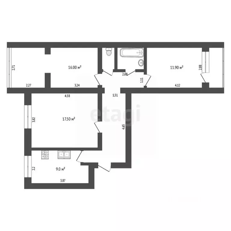 3-к кв. Ставропольский край, Ставрополь ул. Тельмана, 238/1 (71.2 м) - Фото 1