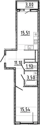 1-к. квартира, 48,3м, 14/18эт. - Фото 1