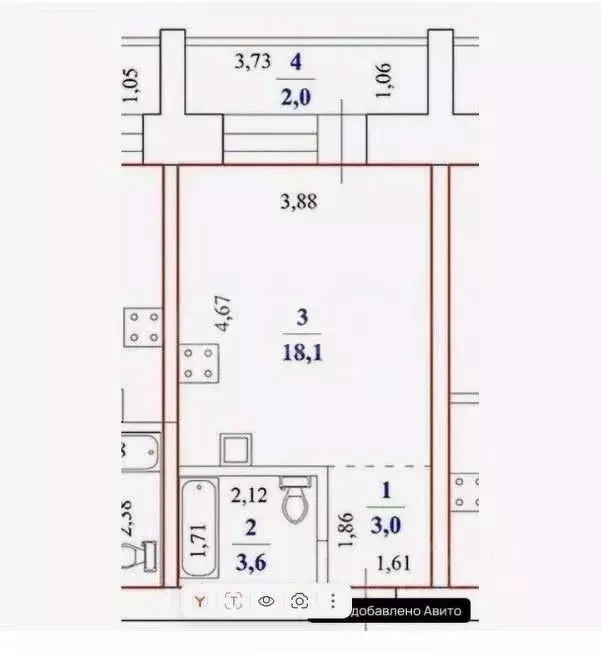 Студия Забайкальский край, Чита 3-я Забайкальская ул., 1 (24.7 м) - Фото 1