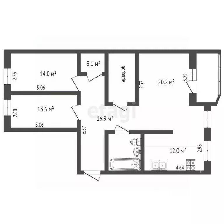 3-к кв. Ярославская область, Ярославль ул. Труфанова, 28а (96.9 м) - Фото 2