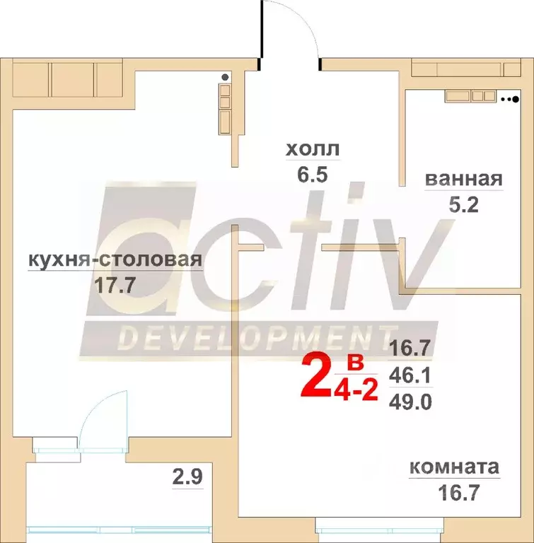 1-к кв. Свердловская область, Березовский Восточная ул. (46.1 м) - Фото 0