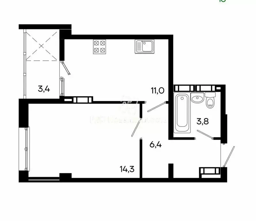 1-комнатная квартира: Симферополь, Севастопольская улица, 41/8 (35.5 ... - Фото 1