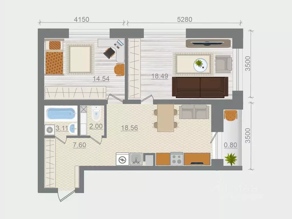 2-к кв. Ленинградская область, Ломоносовский район, Горбунковское ... - Фото 1