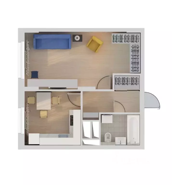 1-к кв. Нижегородская область, Нижний Новгород ул. Сергея Акимова, 50 ... - Фото 2