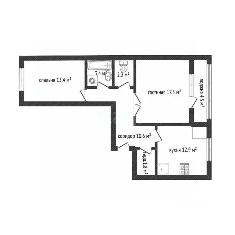 2-к кв. Смоленская область, Смоленск ул. Рыленкова, 32А (62.8 м) - Фото 1