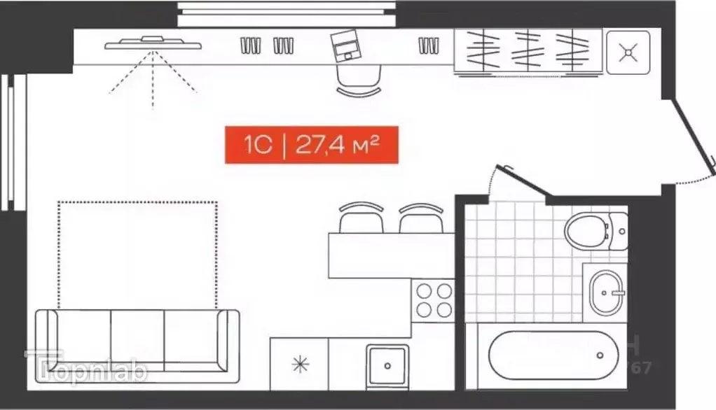 Студия Новосибирская область, Новосибирск Большевистская ул., 14 (27.4 ... - Фото 2