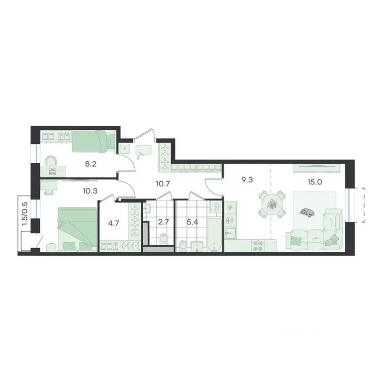 3-к кв. Московская область, Раменский муниципальный округ, Ильинский ... - Фото 1