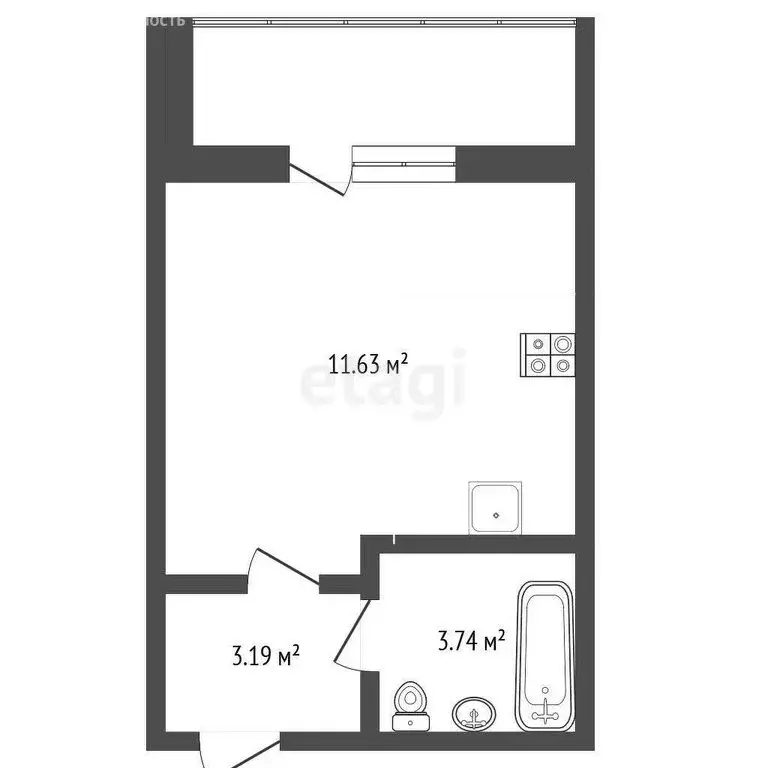 Квартира-студия: Челябинск, улица Университетская Набережная, 54 (33 ... - Фото 1