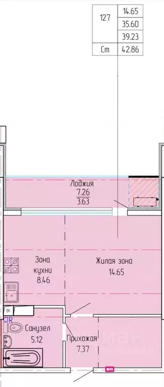 Студия Крым, Ялта Высота жилой комплекс (39.23 м) - Фото 1