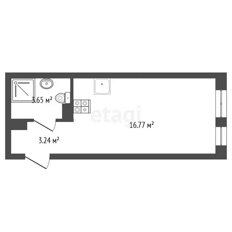 Квартира-студия: Тюмень, улица Первооткрывателей, 8 (23.6 м) - Фото 1