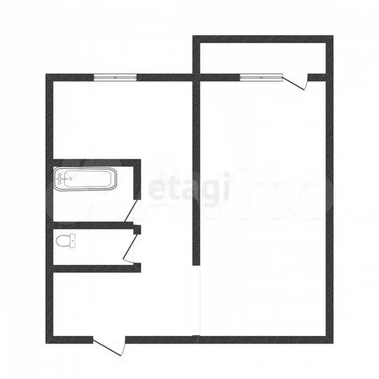 1-к. квартира, 29,4 м, 1/5 эт. - Фото 0