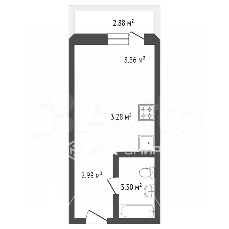 Квартира-студия, 25 м, 9/17 эт. - Фото 0