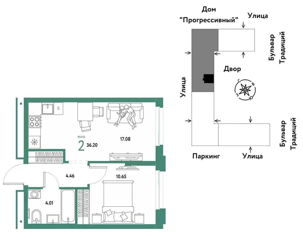 2-комнатная квартира: Тюмень, улица Восстания (36.2 м) - Фото 0