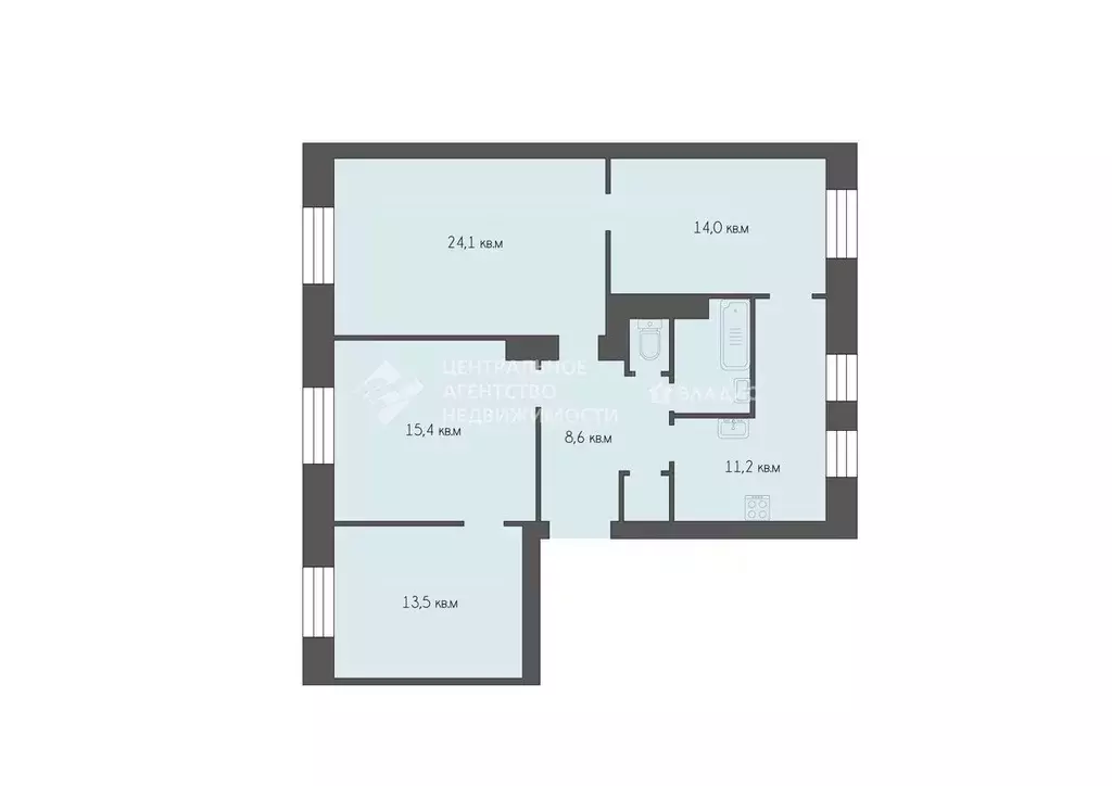 Комната Рязанская область, Рязань ул. Белякова, 3 (70.0 м) - Фото 1