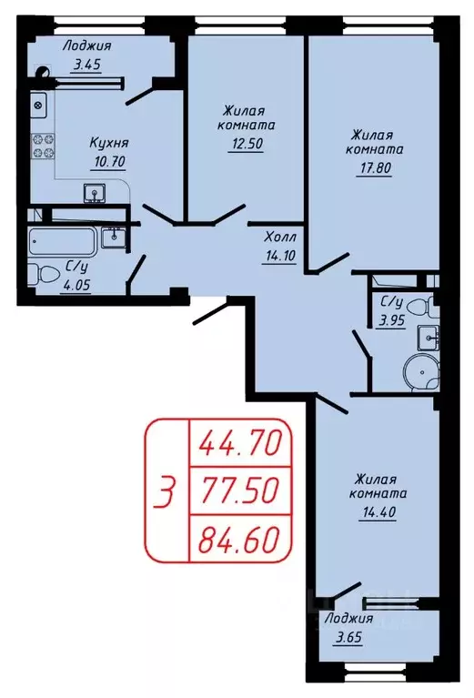 3-к кв. Ставропольский край, Кисловодск  (84.6 м) - Фото 0