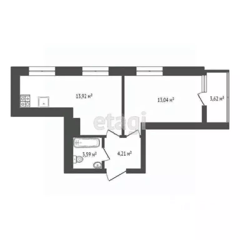 1-к кв. Тульская область, Тула проезд 2-й Клинской, 8 (38.38 м) - Фото 1