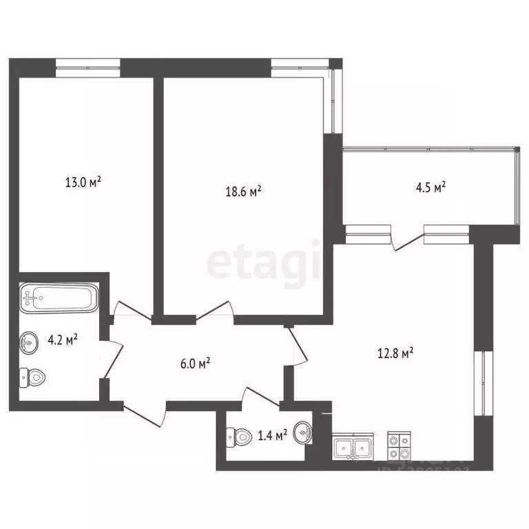 2-к кв. Ростовская область, Ростов-на-Дону просп. 40-летия Победы, 316 ... - Фото 1