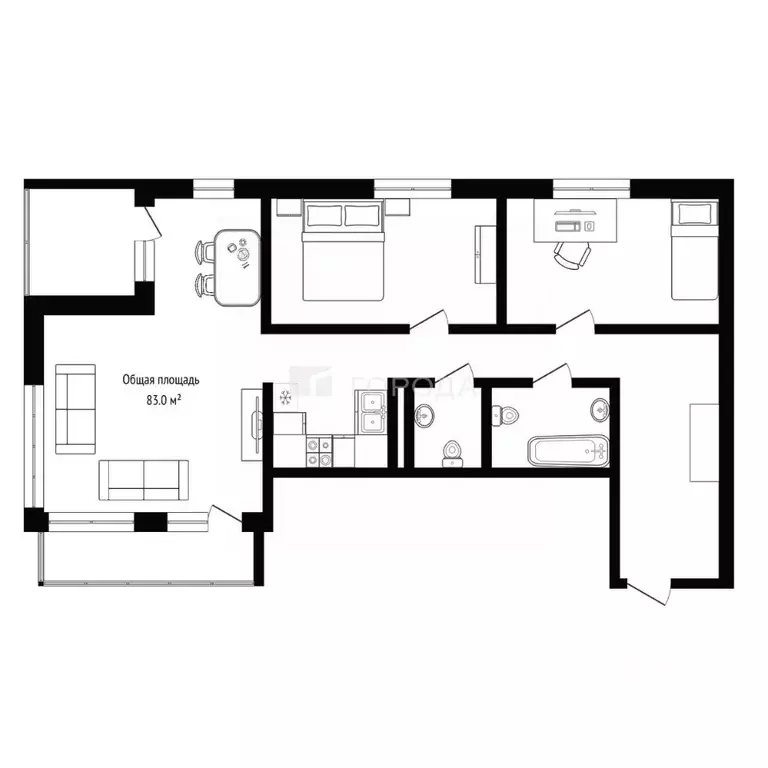 3-к кв. Краснодарский край, Сочи ул. Полтавская, 54 (83.0 м) - Фото 1