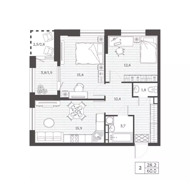 2-к кв. Дагестан, Дербент ул. Сальмана (60.0 м) - Фото 1
