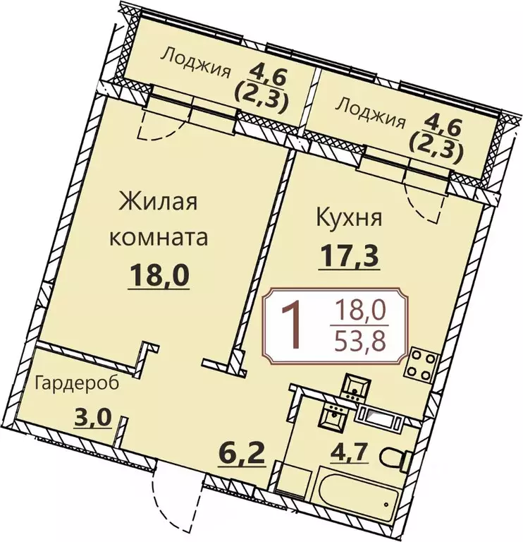 1-к кв. Чувашия, Чебоксары ул. Герцена, поз3 (53.8 м) - Фото 0