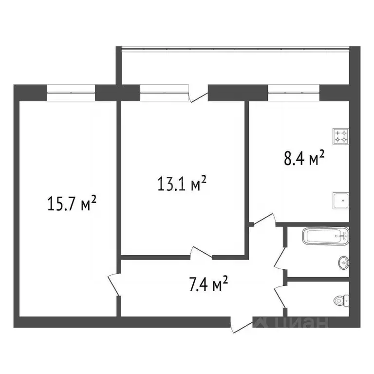 2-к кв. Красноярский край, Красноярск Свердловская ул., 9 (48.2 м) - Фото 2
