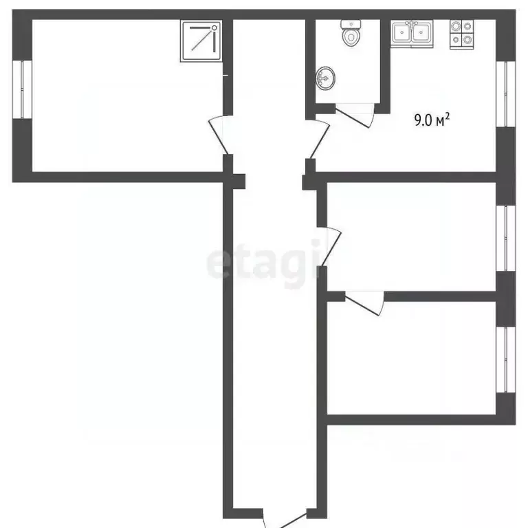3-к кв. Кемеровская область, Кемерово просп. Ленина, 164 (68.9 м) - Фото 2