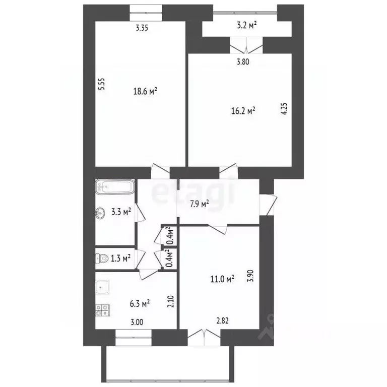 3-к кв. Севастополь ул. Большая Морская, 31 (65.2 м) - Фото 1