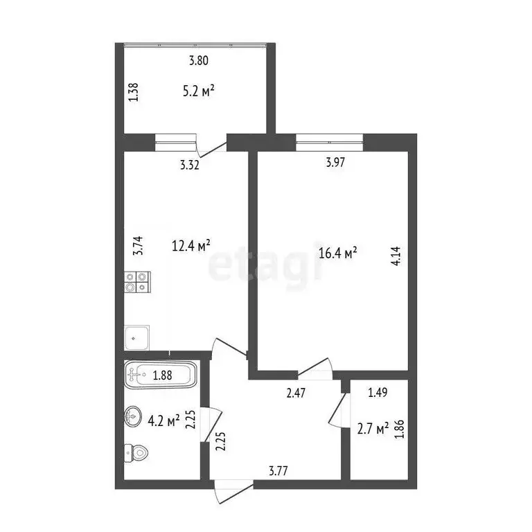 1-комнатная квартира: Тобольск, 15-й микрорайон, 15 (42 м) - Фото 0