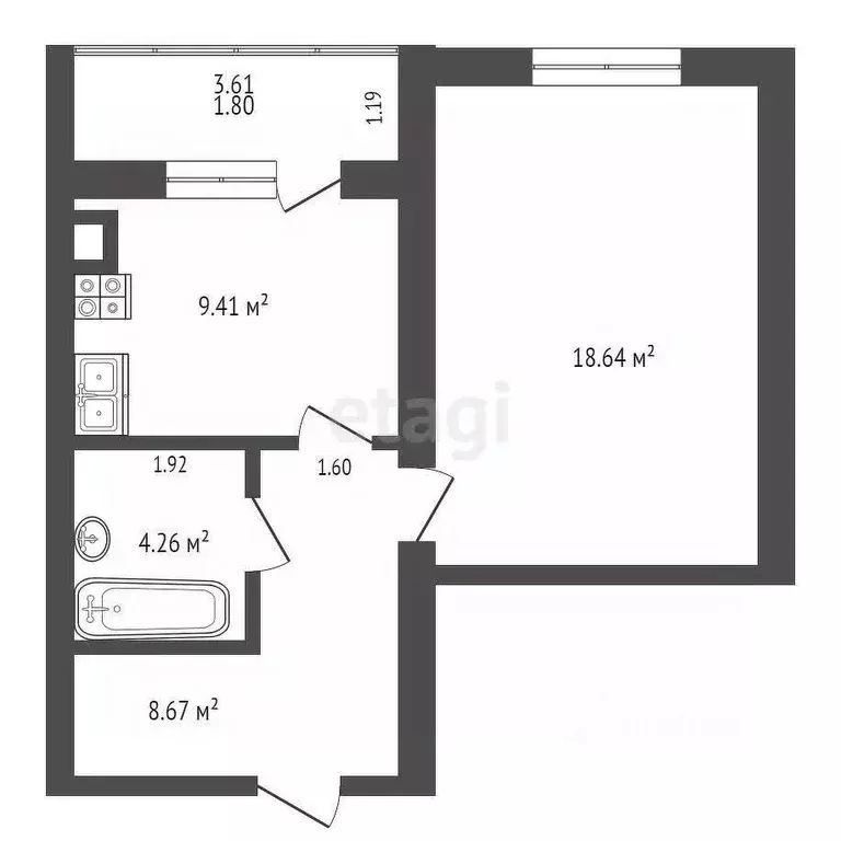 1-к кв. Калужская область, Калуга ул. Белинского, 13 (42.82 м) - Фото 2
